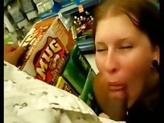 Sucking cock in a shop