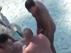 Couple tries trio sex on Beach