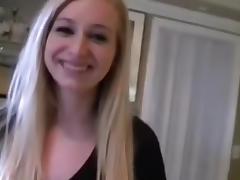 So sexy blonde girlfriend make a hot sex fun clip when parents leave house