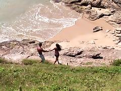 Simone lets a black stud rip her pussy apart on a beach