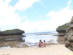 Bikini, 3some, Asian, Beach, Beach Sex, Bikini