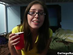 Glasses, Babe, College, Cunt, Dorm, Drinking