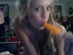 Busty Amateur Plays with Ice cream pop