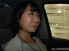 Asian couple car fucking in a van in a parking lot
